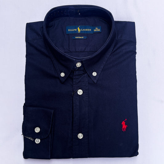 Men’s navy-blue S23 long-sleeve oxford shirt