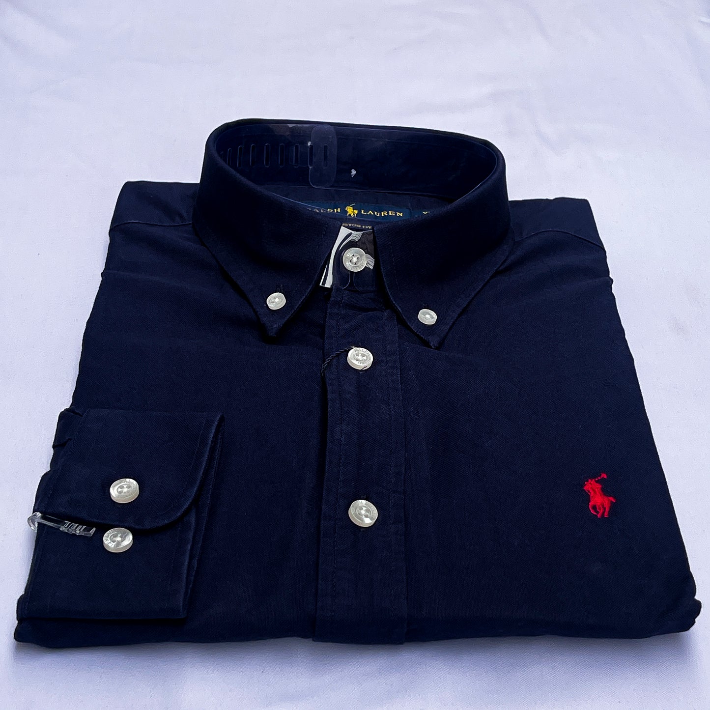 Men’s navy-blue S23 long-sleeve oxford shirt