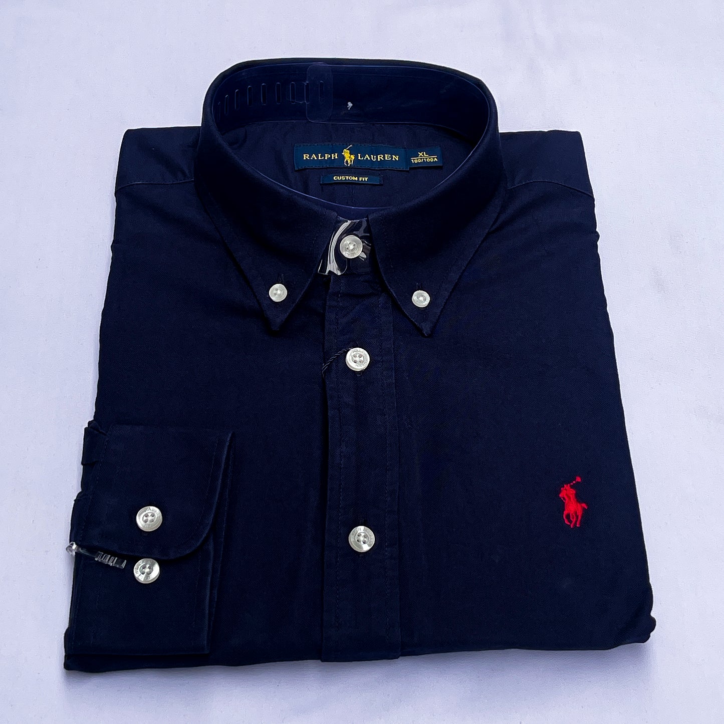 Men’s navy-blue S23 long-sleeve oxford shirt