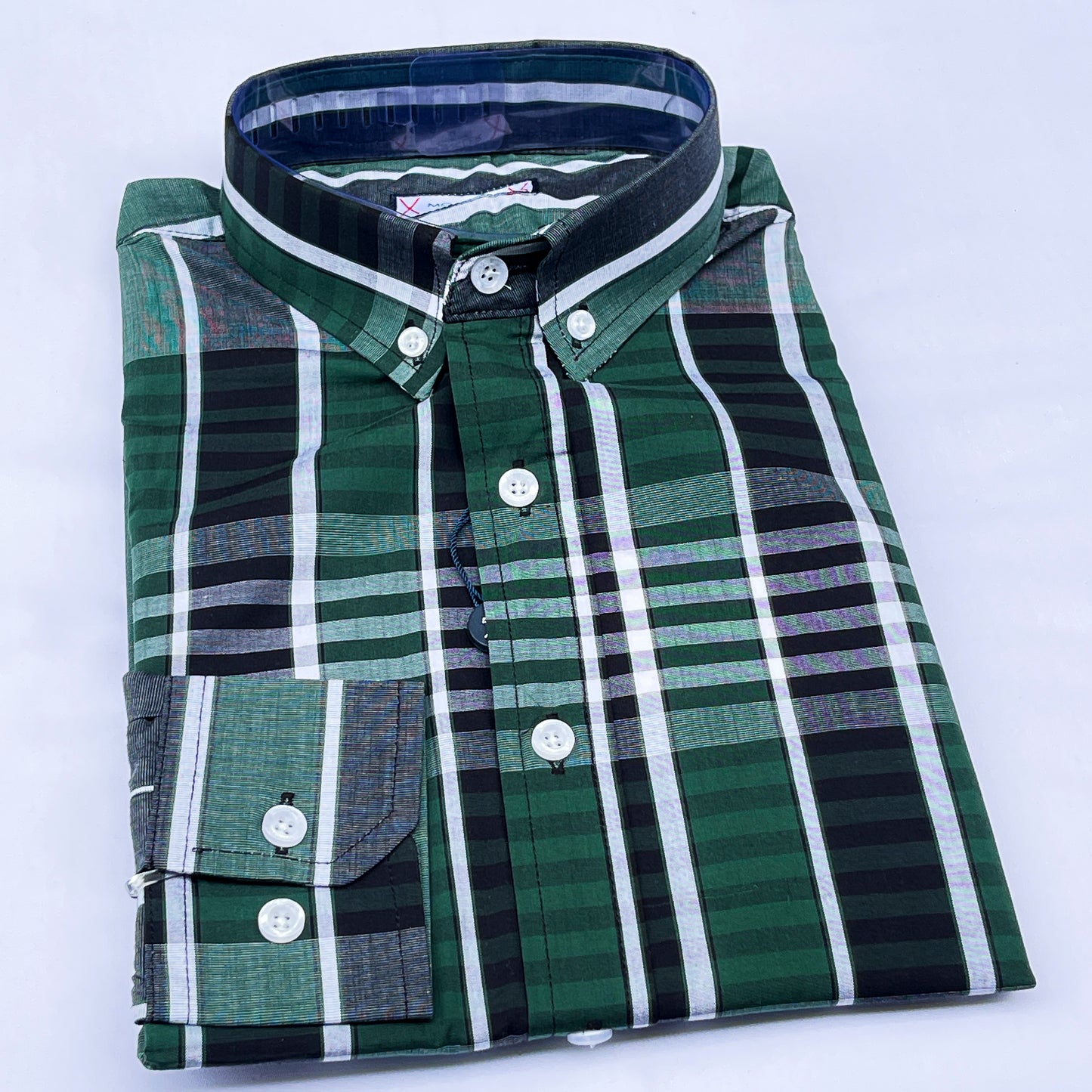 Men’s green M026 long-sleeve oxford shirt