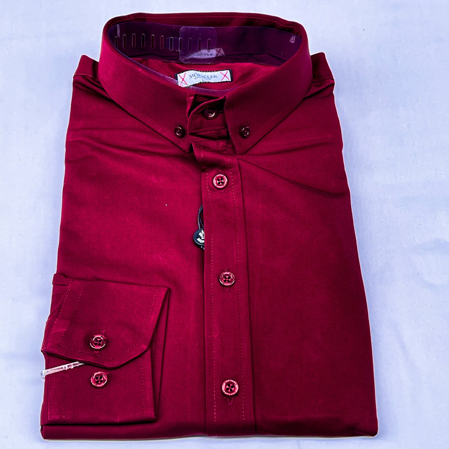 Men’s burgundy M001 long-sleeve oxford shirt