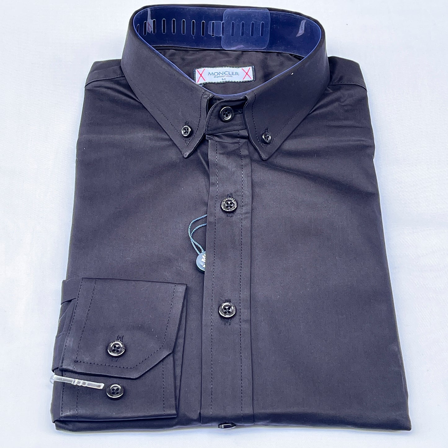 Men’s black gray M001 long-sleeve oxford shirt