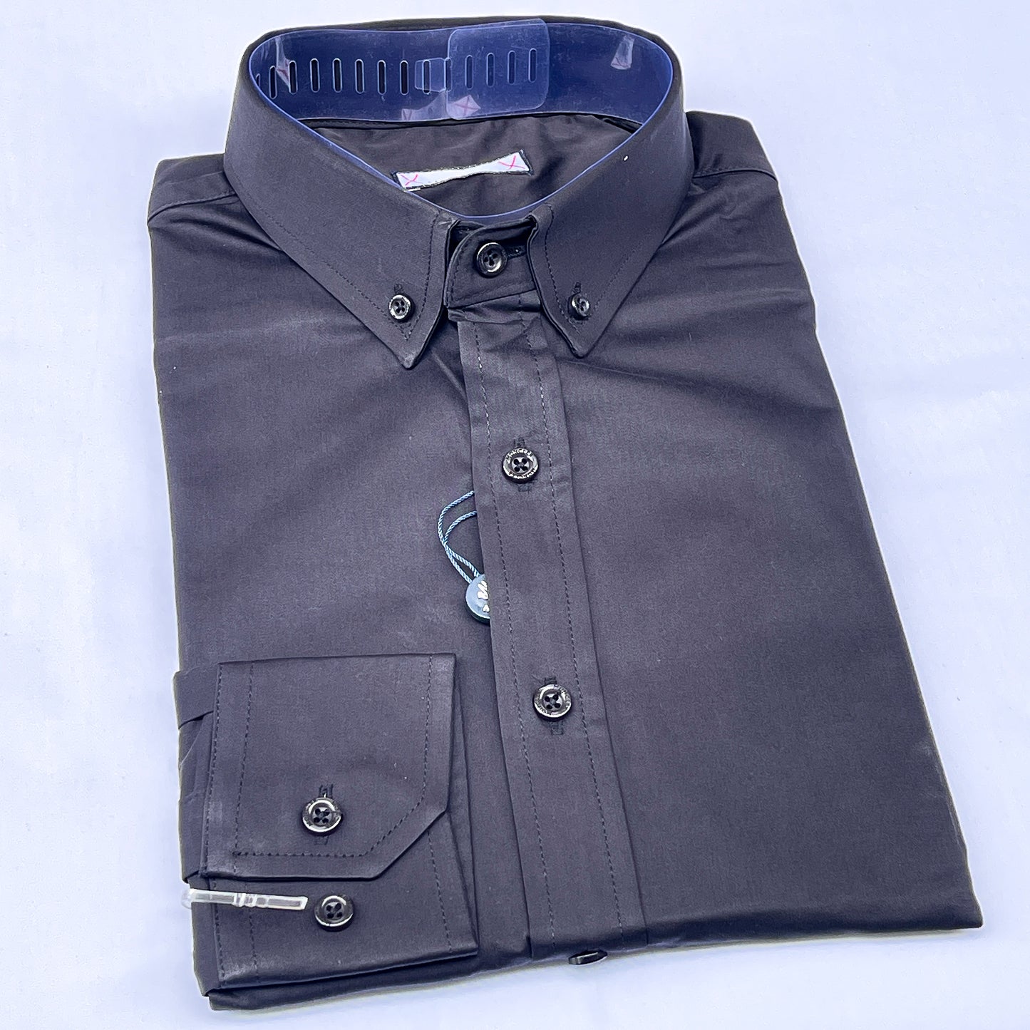 Men’s black gray M001 long-sleeve oxford shirt