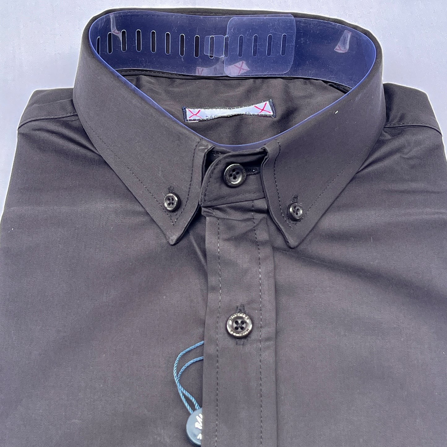 Men’s black gray M001 long-sleeve oxford shirt