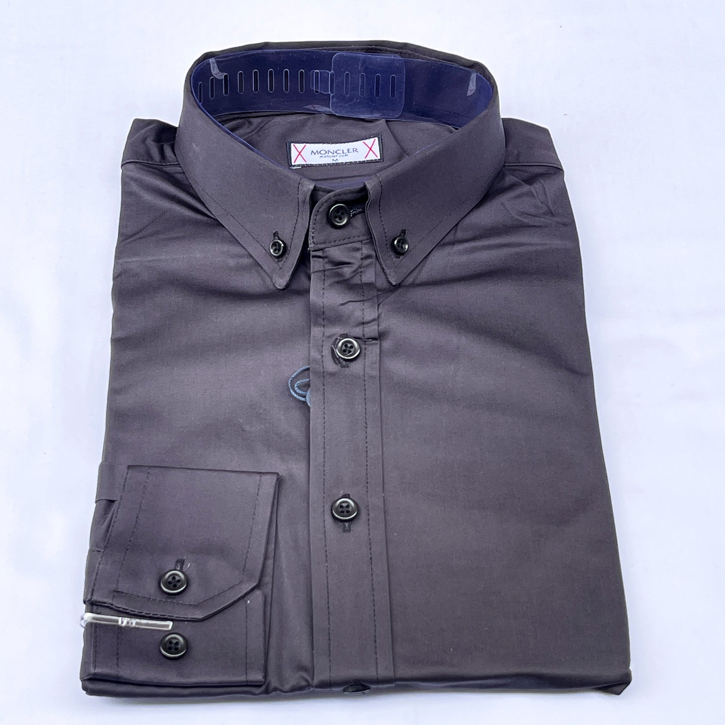 Men’s gray M001 long-sleeve oxford shirt