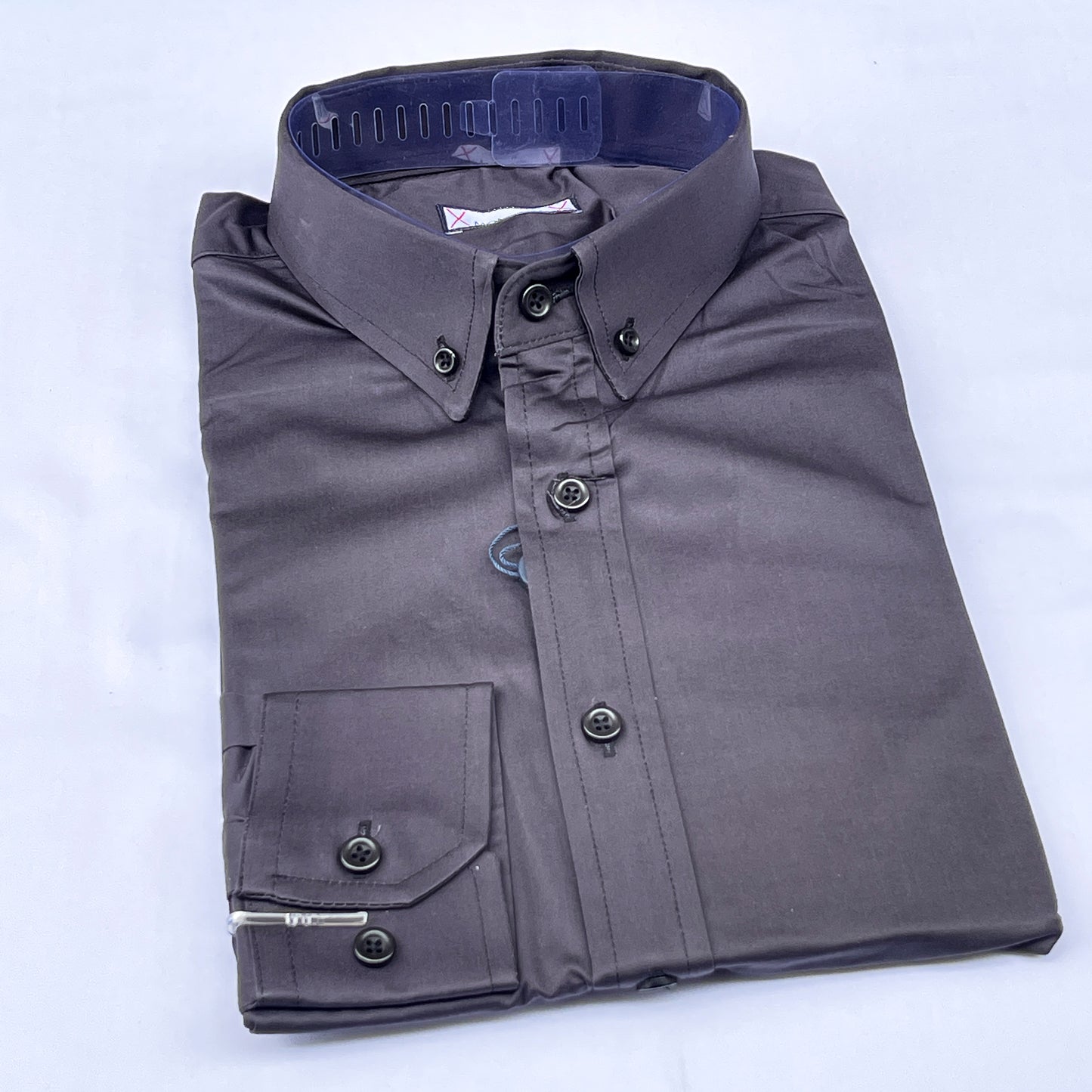 Men’s gray M001 long-sleeve oxford shirt