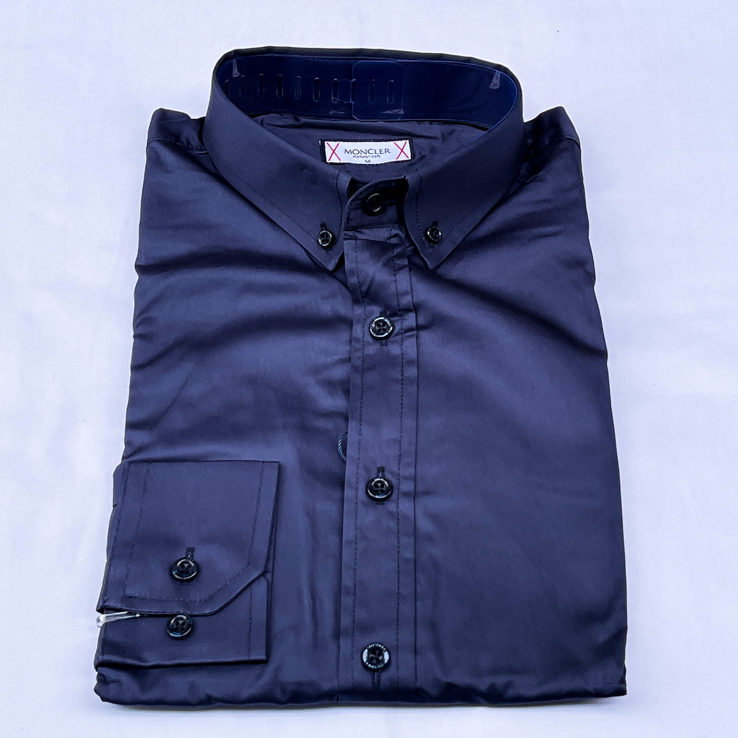 Men’s navy blue long-sleeve oxford shirt - The Yellow Tag