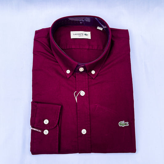 Men’s burgundy LC4 long-sleeve oxford shirt