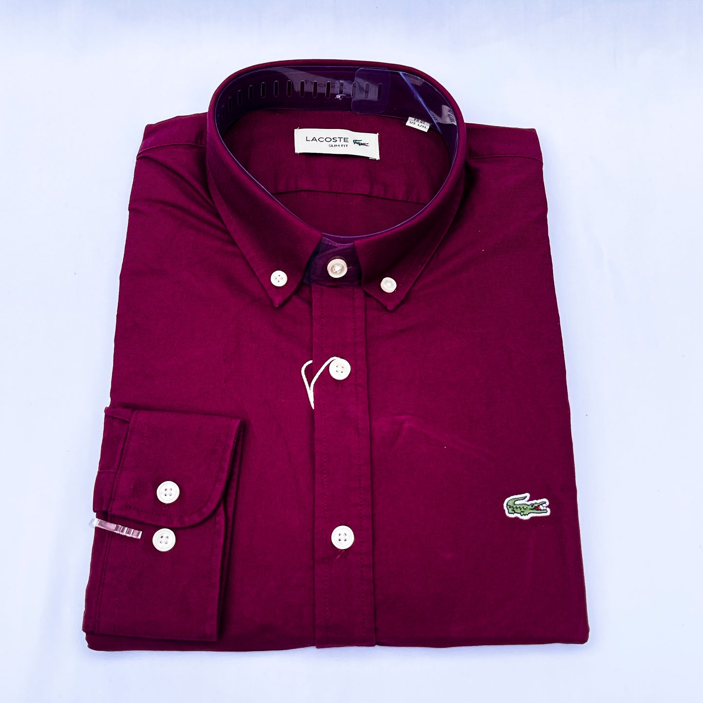 Men’s burgundy LC4 long-sleeve oxford shirt