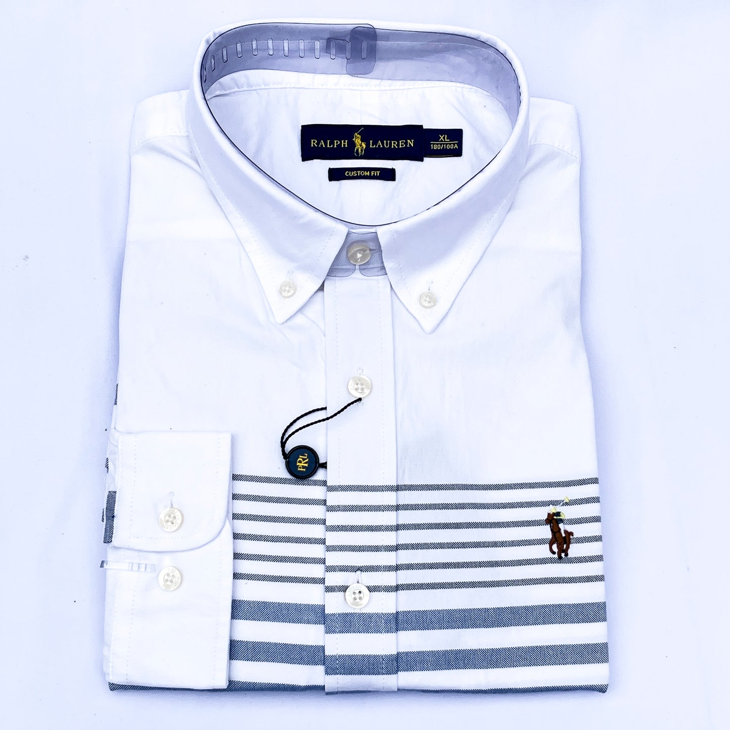 Men’s white PLD206 long-sleeve oxford shirt