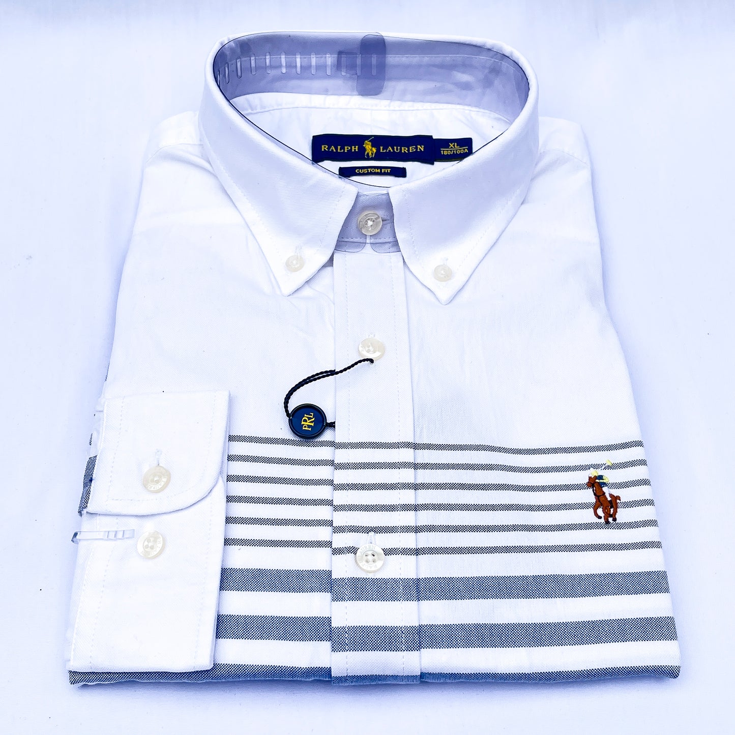 Men’s white PLD206 long-sleeve oxford shirt