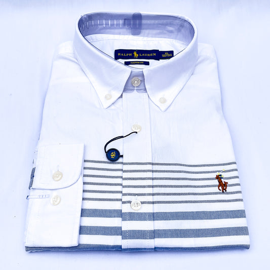 Men’s white PLD206 long-sleeve oxford shirt