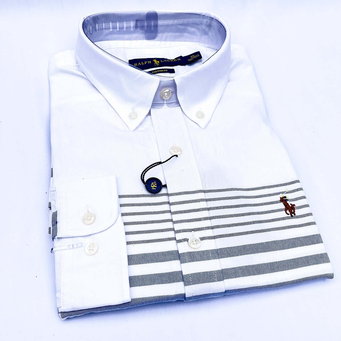 Men’s white PLD206 long-sleeve oxford shirt