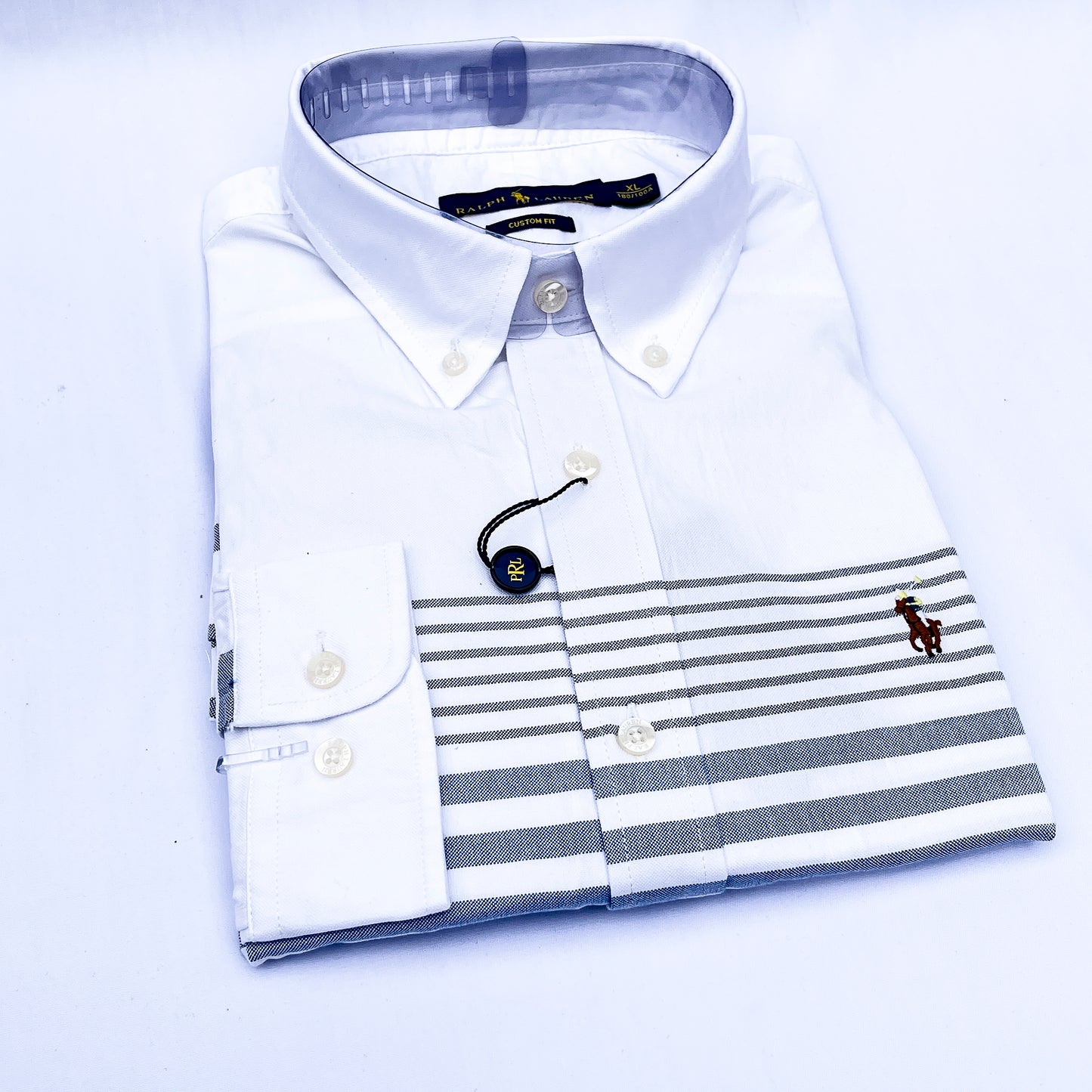 Men’s white PLD206 long-sleeve oxford shirt