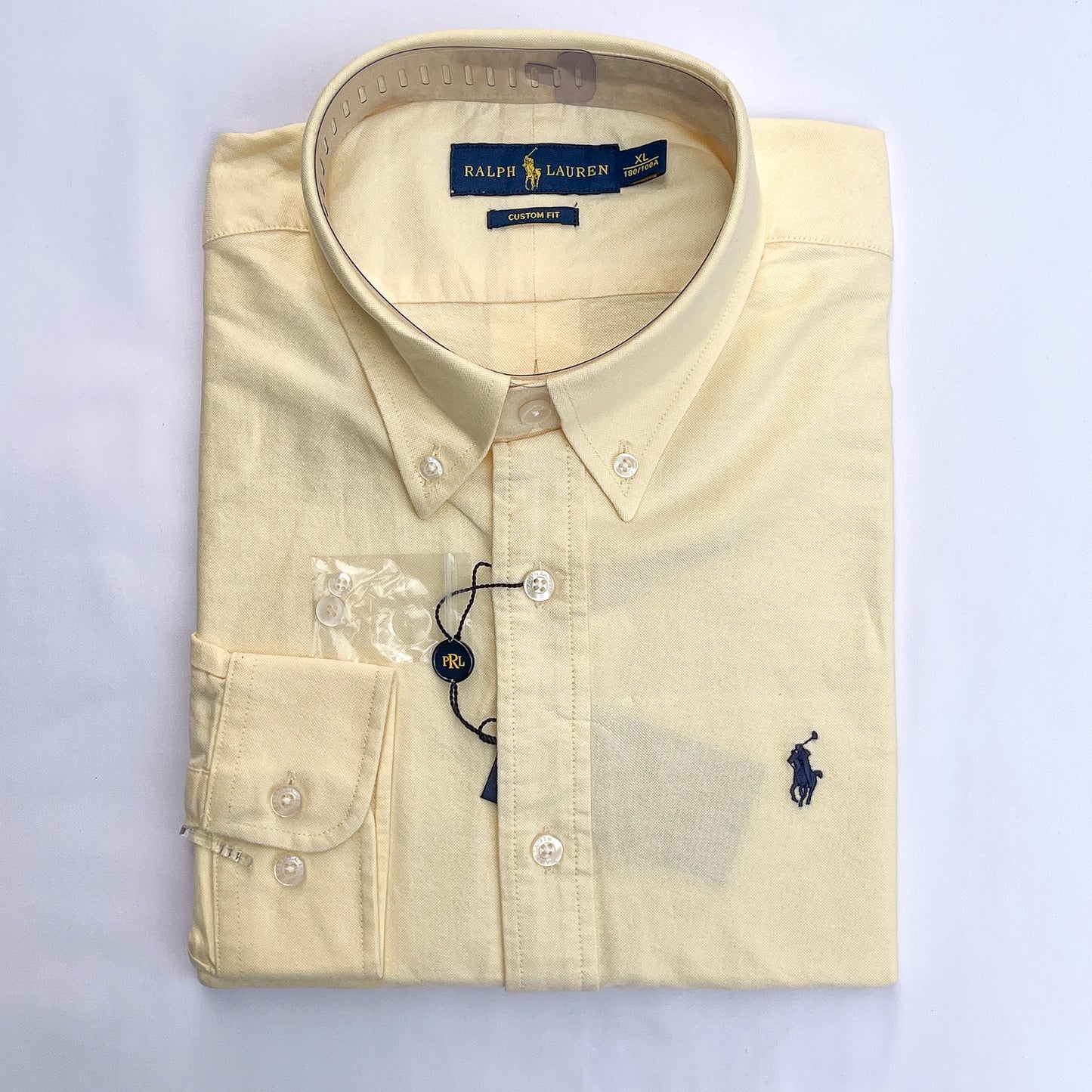 Men’s pastel yellow long-sleeve oxford shirt