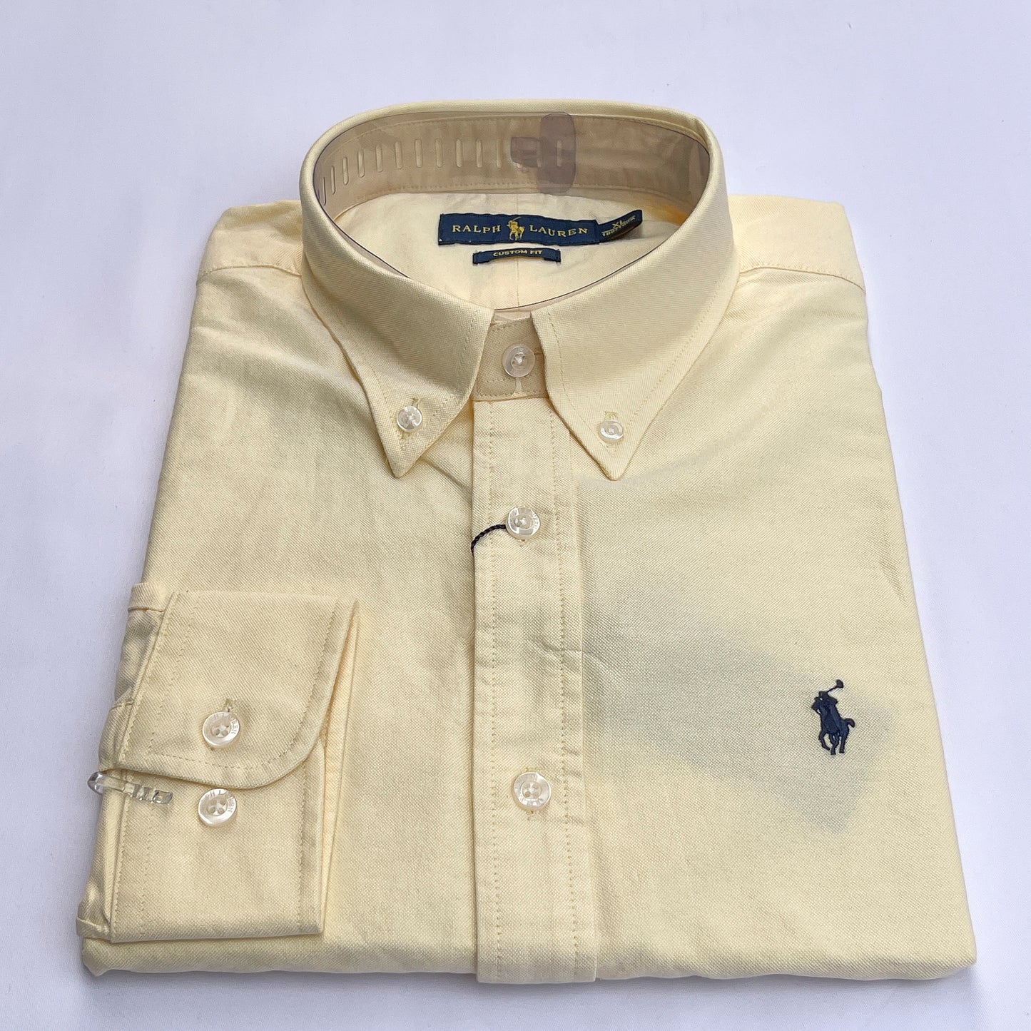 Men’s pastel yellow long-sleeve oxford shirt