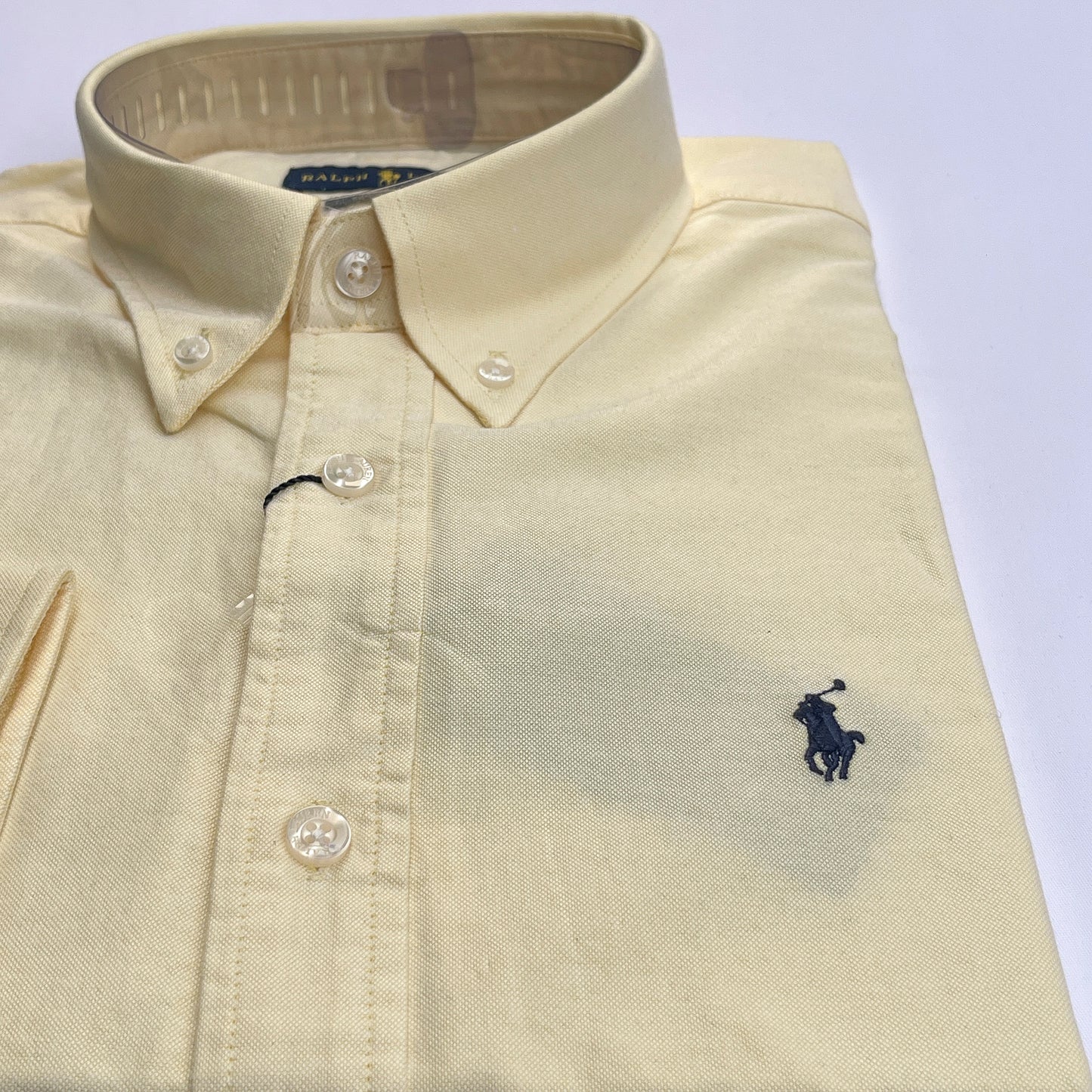 Men’s pastel yellow long-sleeve oxford shirt