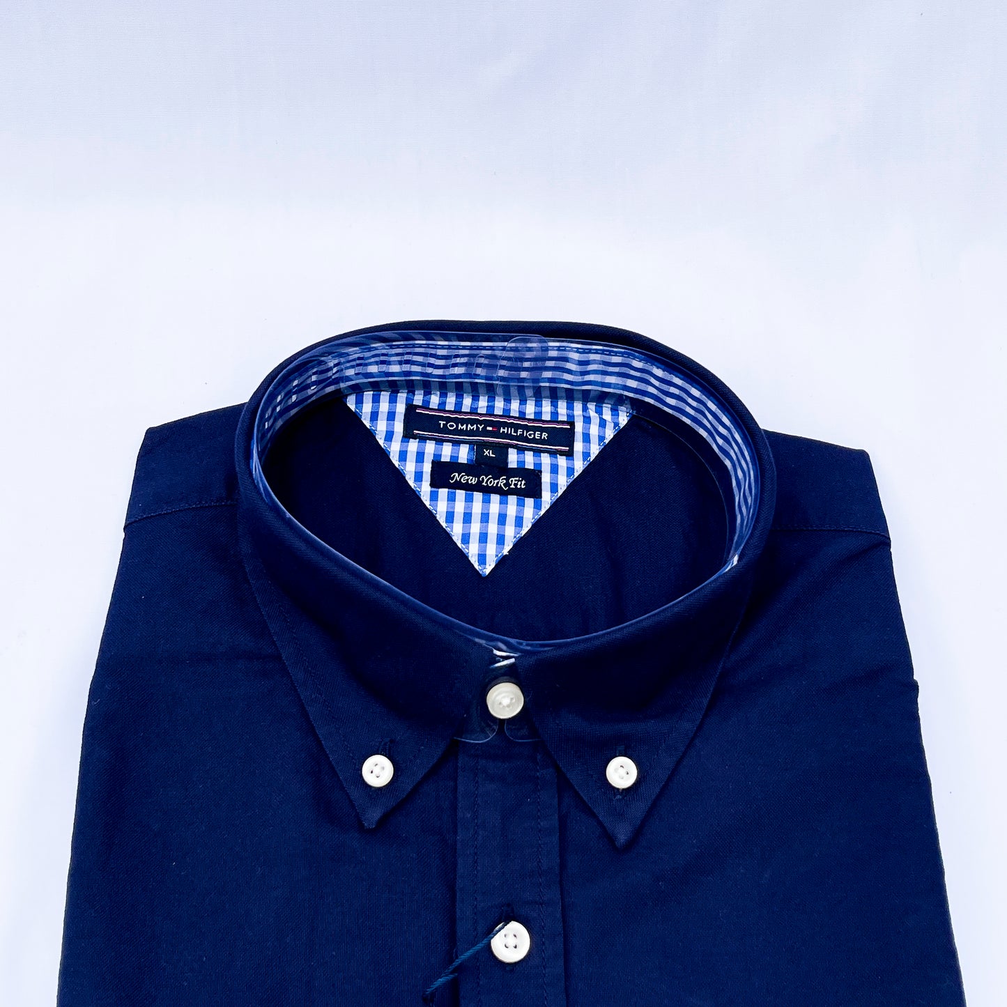 Men’s navy-blue TM005 long-sleeve oxford shirt