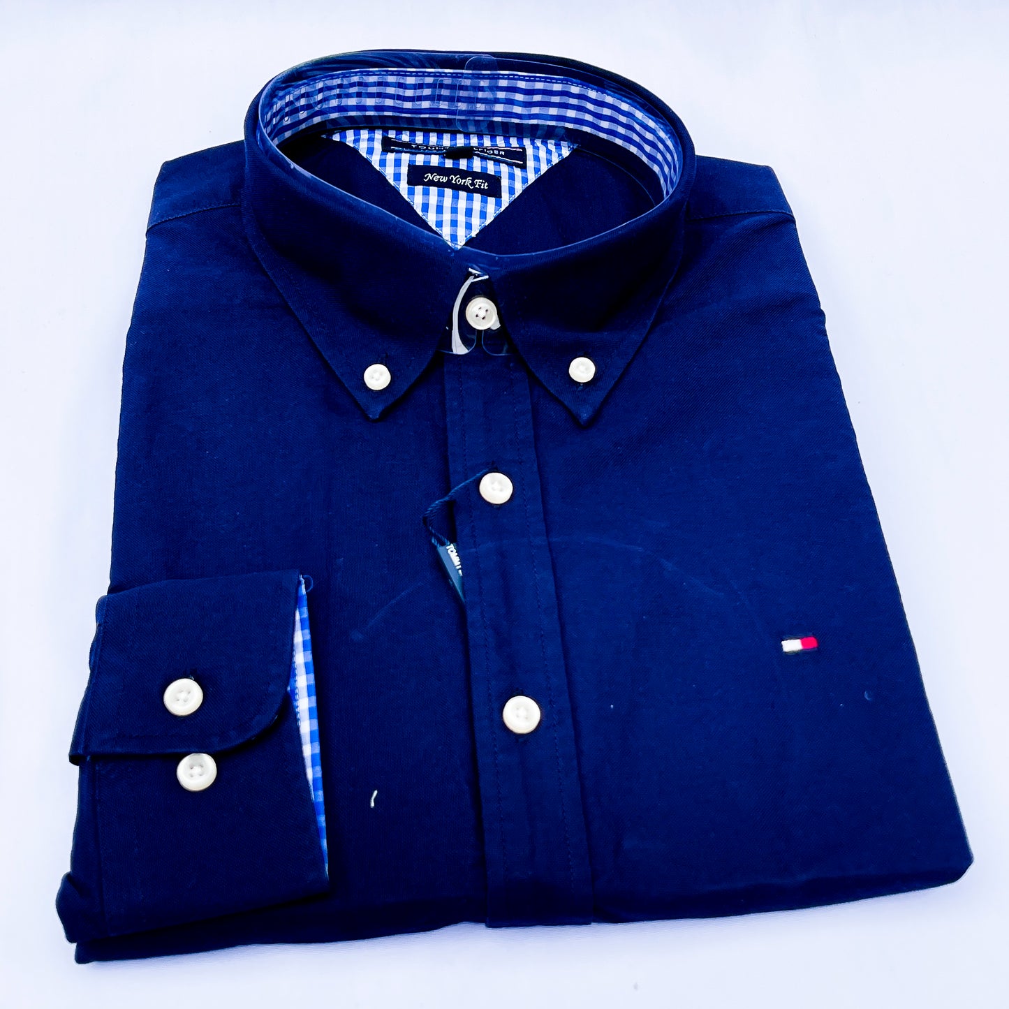 Men’s navy-blue TM005 long-sleeve oxford shirt