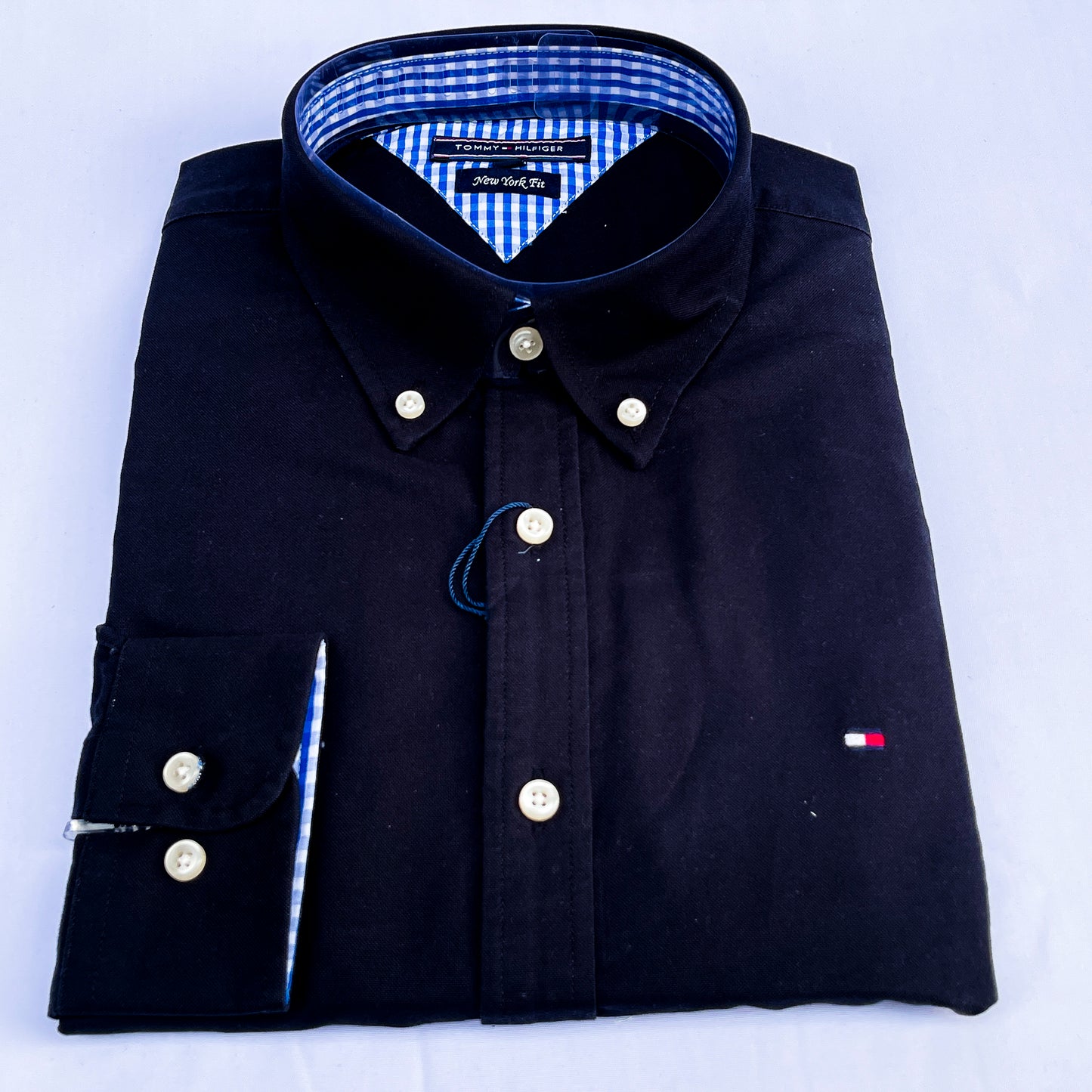 Men’s black TM005 long-sleeve oxford shirt