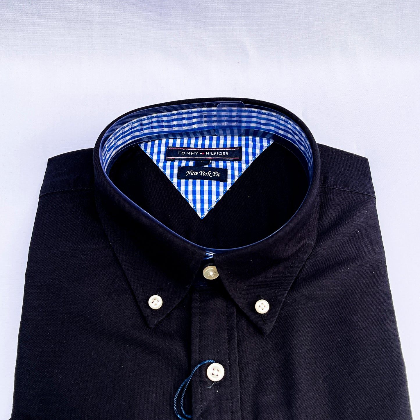 Men’s black TM005 long-sleeve oxford shirt