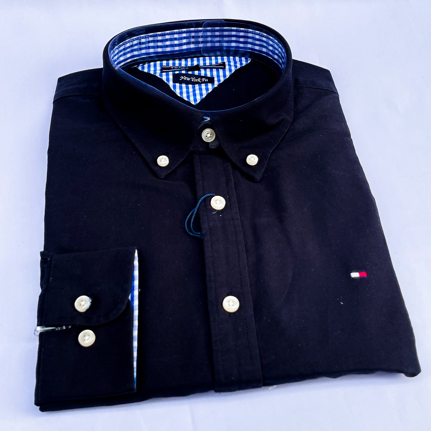 Men’s black TM005 long-sleeve oxford shirt