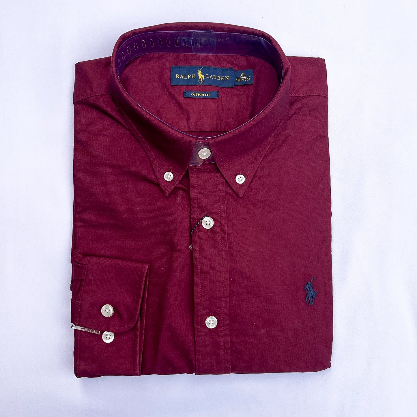 Men’s wine S23 long-sleeve oxford shirt