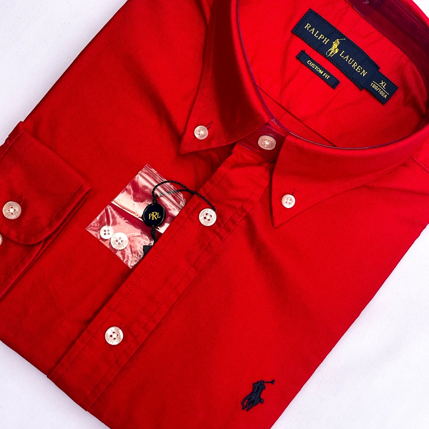 Men’s red S23 long-sleeve oxford shirt