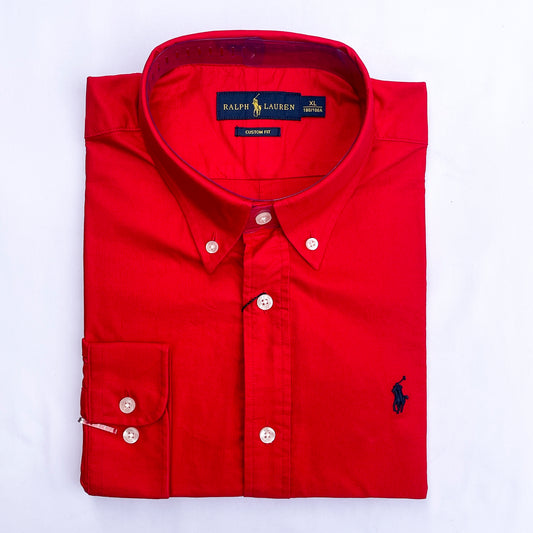 Men’s red S23 long-sleeve oxford shirt