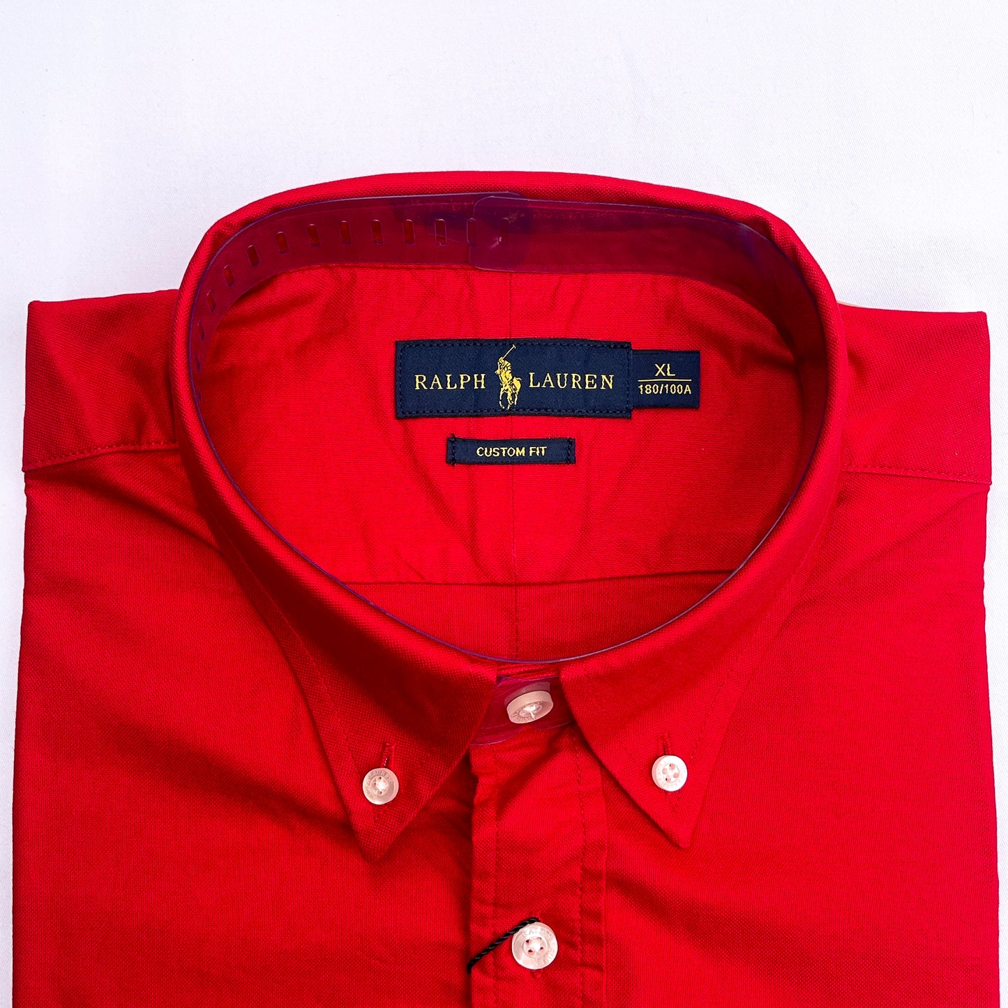 Men’s red S23 long-sleeve oxford shirt