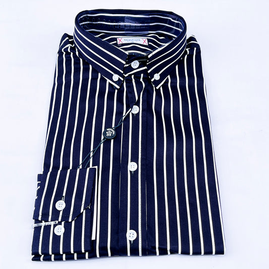 Men’s navy blue M009 long-sleeve oxford shirt