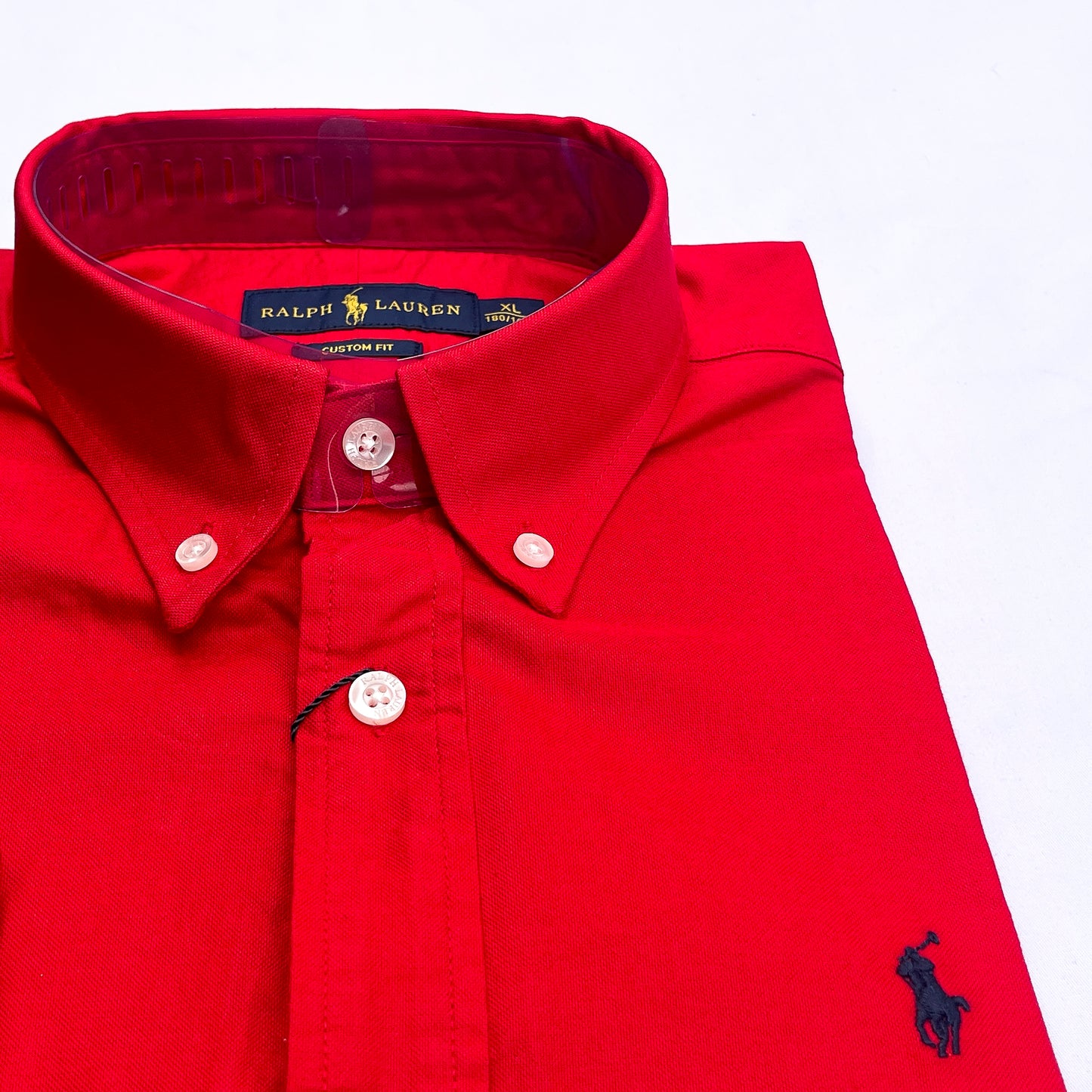 Men’s red S23 long-sleeve oxford shirt