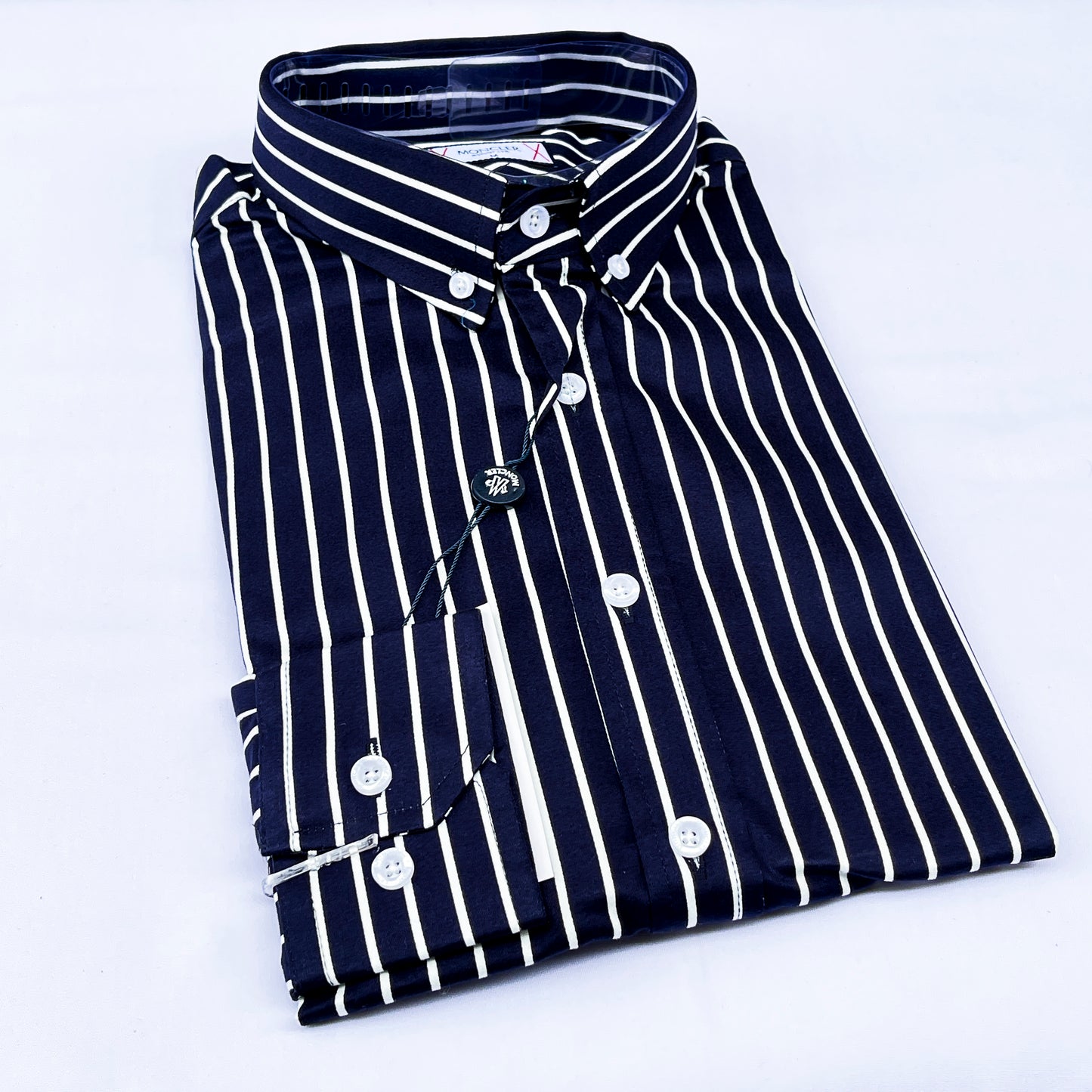 Men’s navy blue M009 long-sleeve oxford shirt