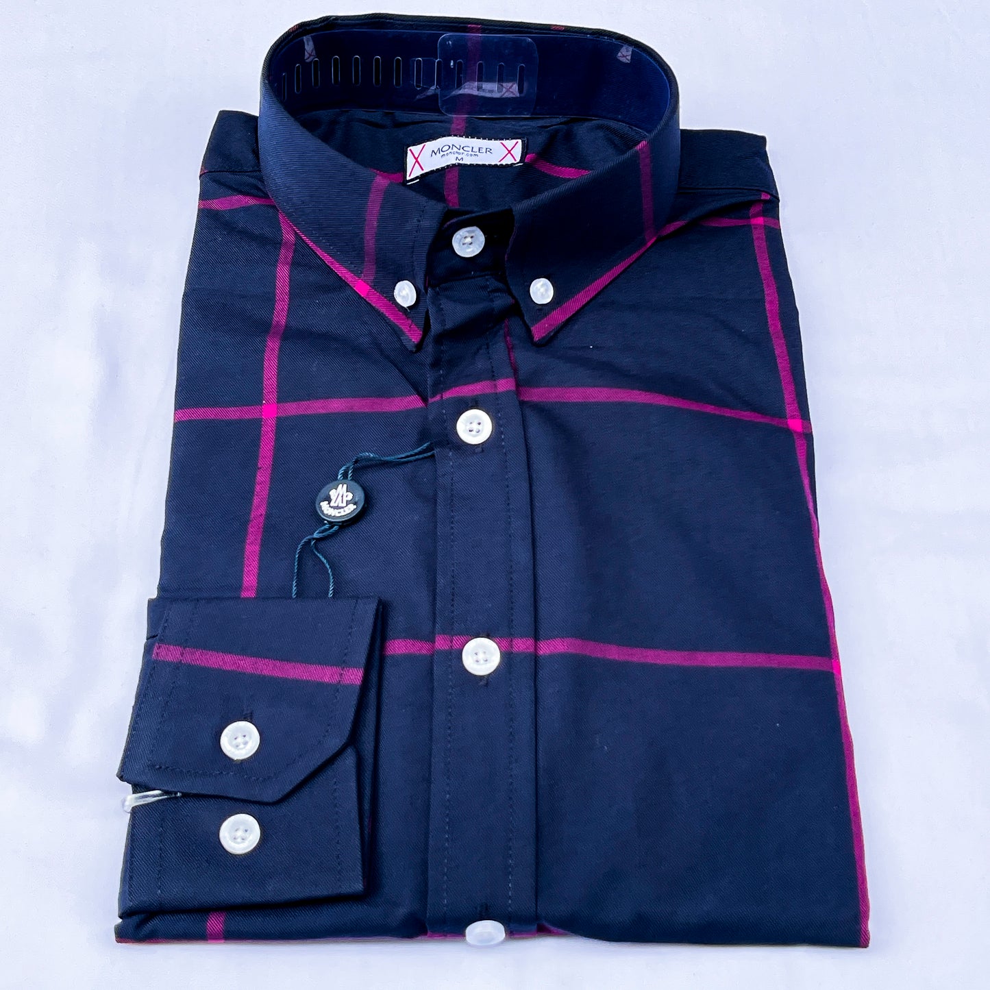 Men’s navy blue M011 long-sleeve oxford shirt