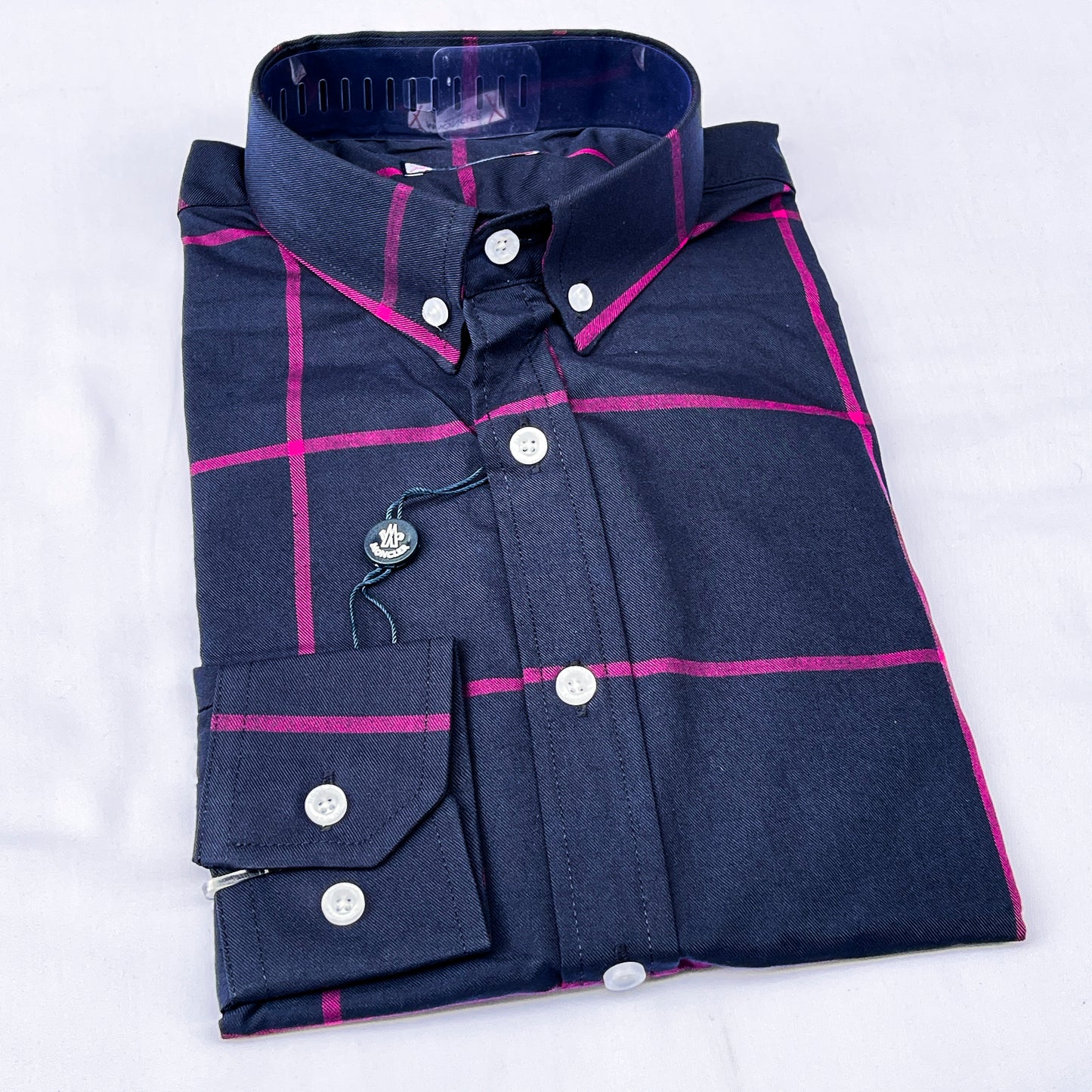 Men’s navy blue M011 long-sleeve oxford shirt