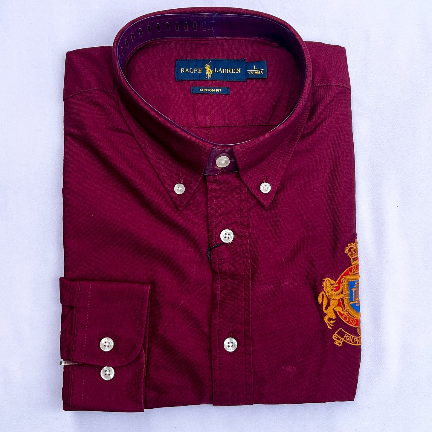 Men’s wine T14 long-sleeve oxford shirt