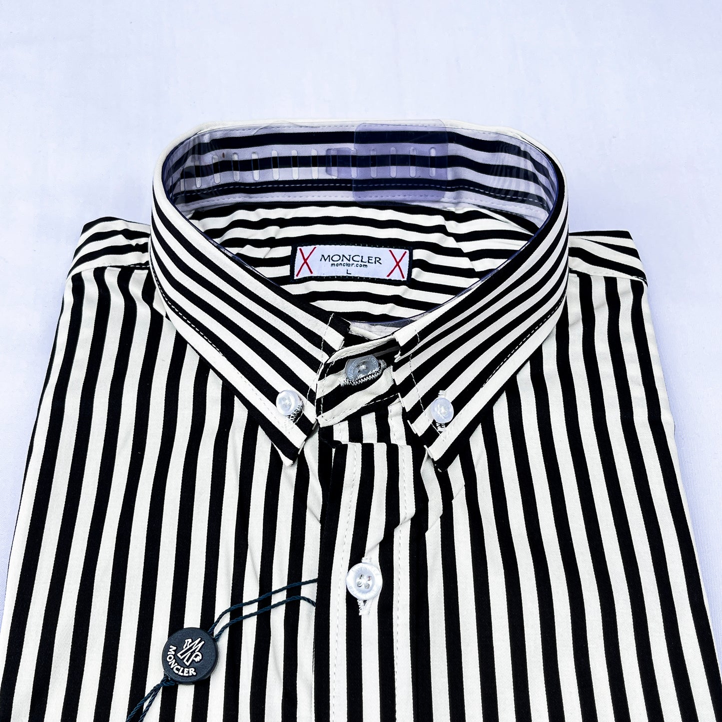 Men’s black striped M009 long-sleeve oxford shirt