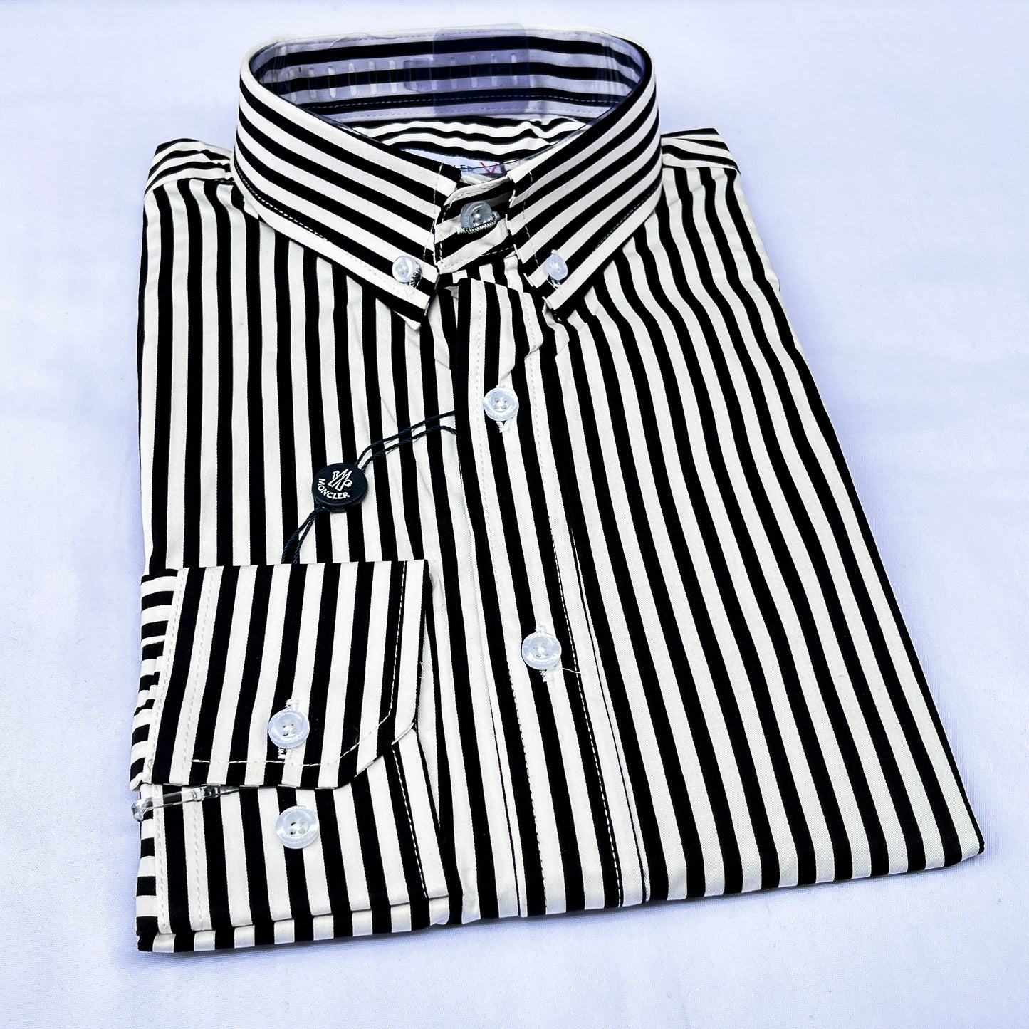 Men’s black striped M009 long-sleeve oxford shirt