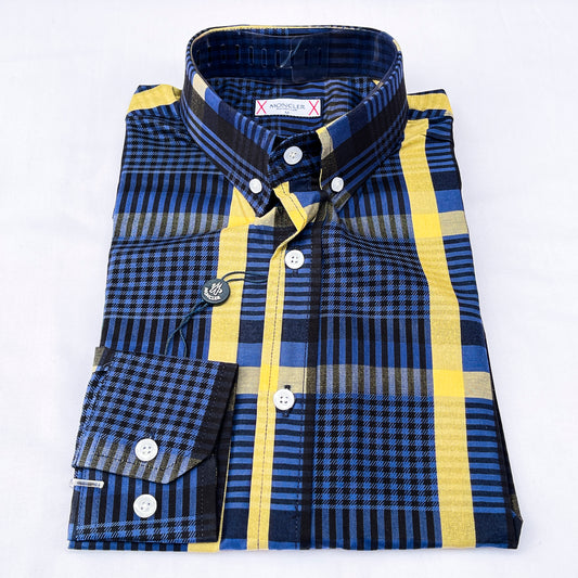 Men’s navy blue M026 long-sleeve oxford shirt