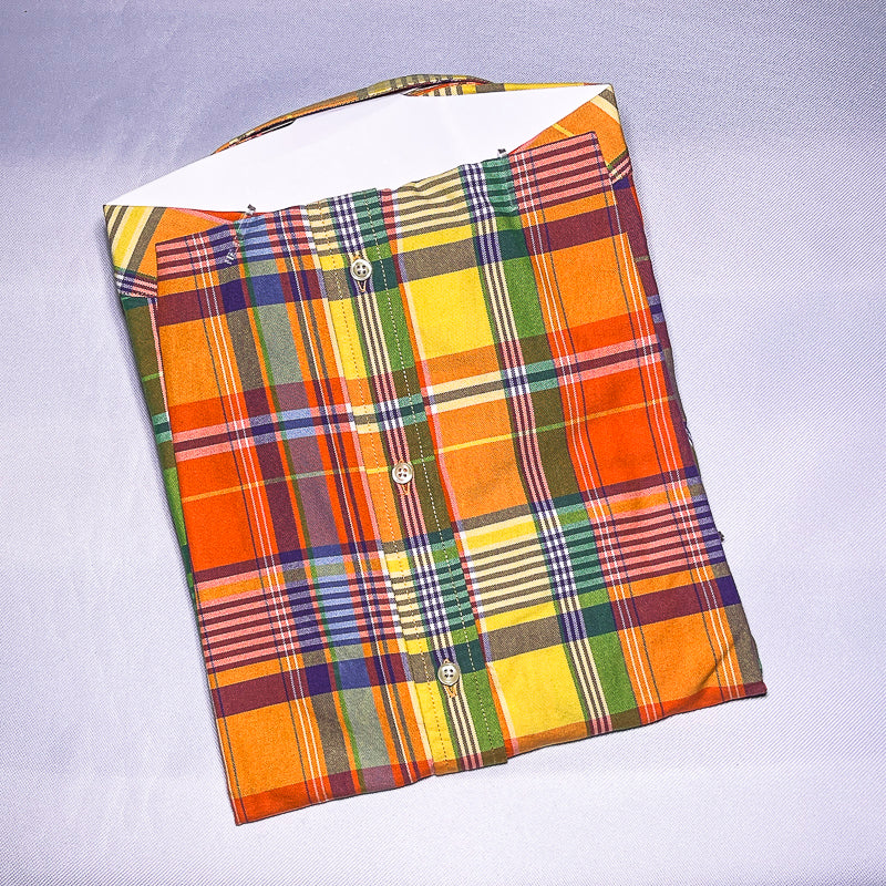 Custom fit short sleeve oxford men shirt - orange colorway