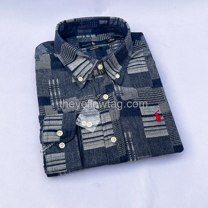 Urban Patchwork Classic Men Long Sleeve Shirt
