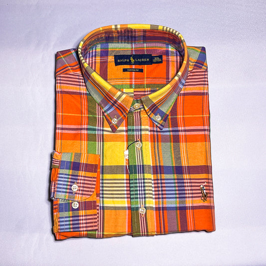 Custom fit long sleeve oxford men shirt - orange colorway