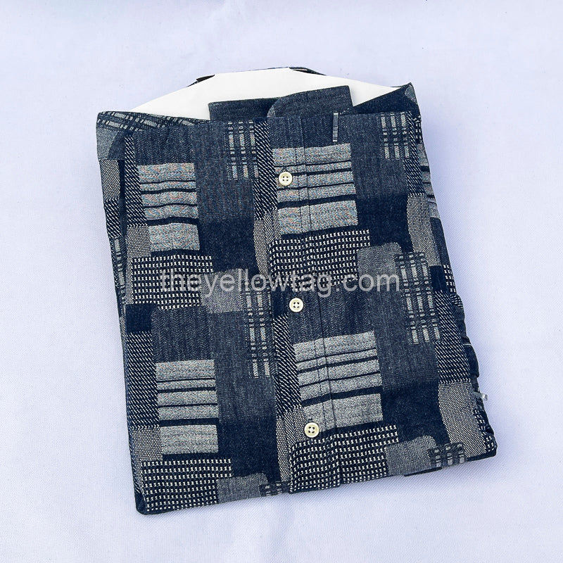 Urban Patchwork Classic Men Long Sleeve Shirt