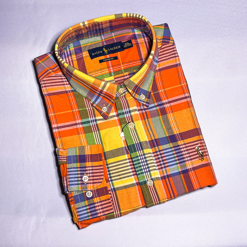Custom fit long sleeve oxford men shirt - orange colorway