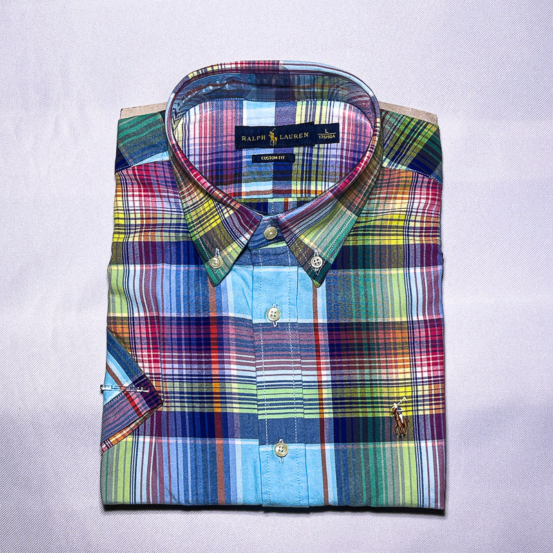 Custom fit short sleeve oxford men shirt - multi colorway