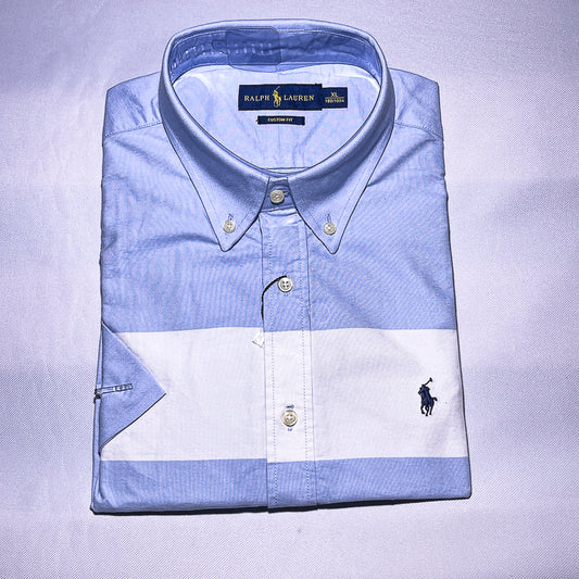 PRL sky blue oxford men short sleeve shirt