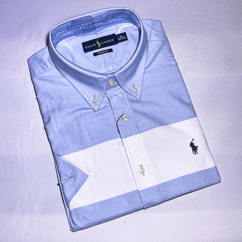 PRL sky blue oxford men short sleeve shirt