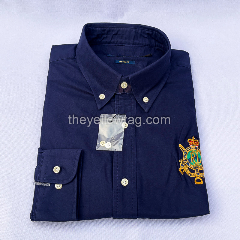 Navy Oxford Classic Men Long Sleeve Shirt