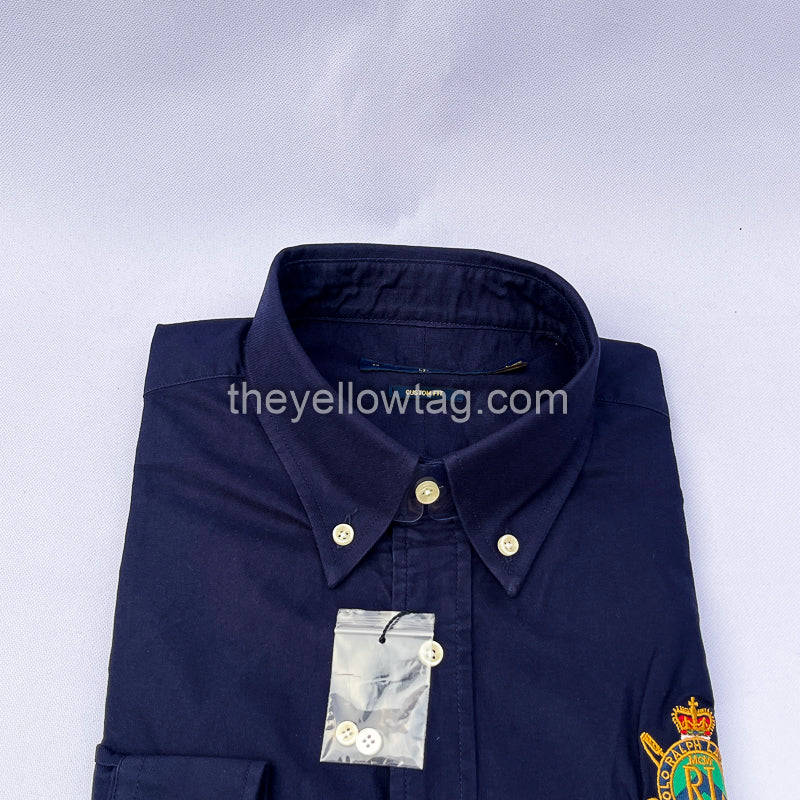 Navy Oxford Classic Men Long Sleeve Shirt