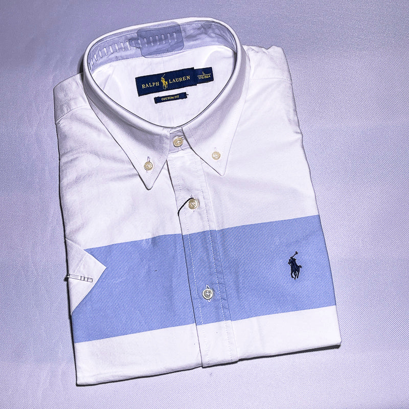 PRL white oxford men short sleeve shirt